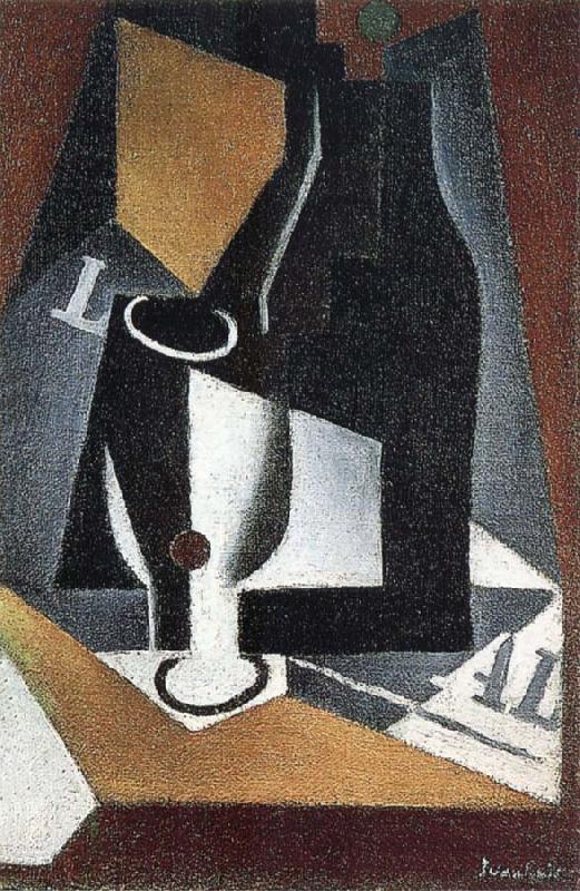 Juan Gris Bottle Cup and newspaper France oil painting art